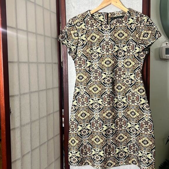 ZARA TRAFALUC TAPESTRY GEOMETRIC PATTERN MINI DRESS SIZE S - Picture 2 of 8